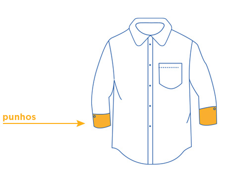 camisa mostrando região dos punhos